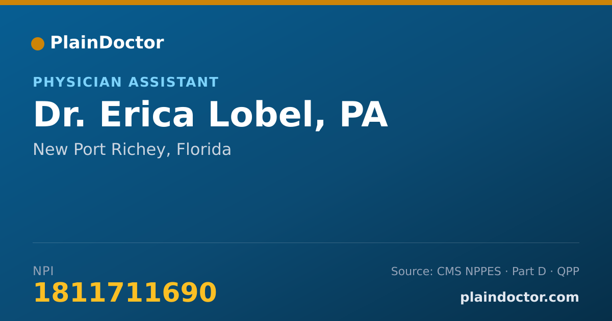 Shareable card for Erica Lobel, PA - Physician Assistant, New Port Richey, FL