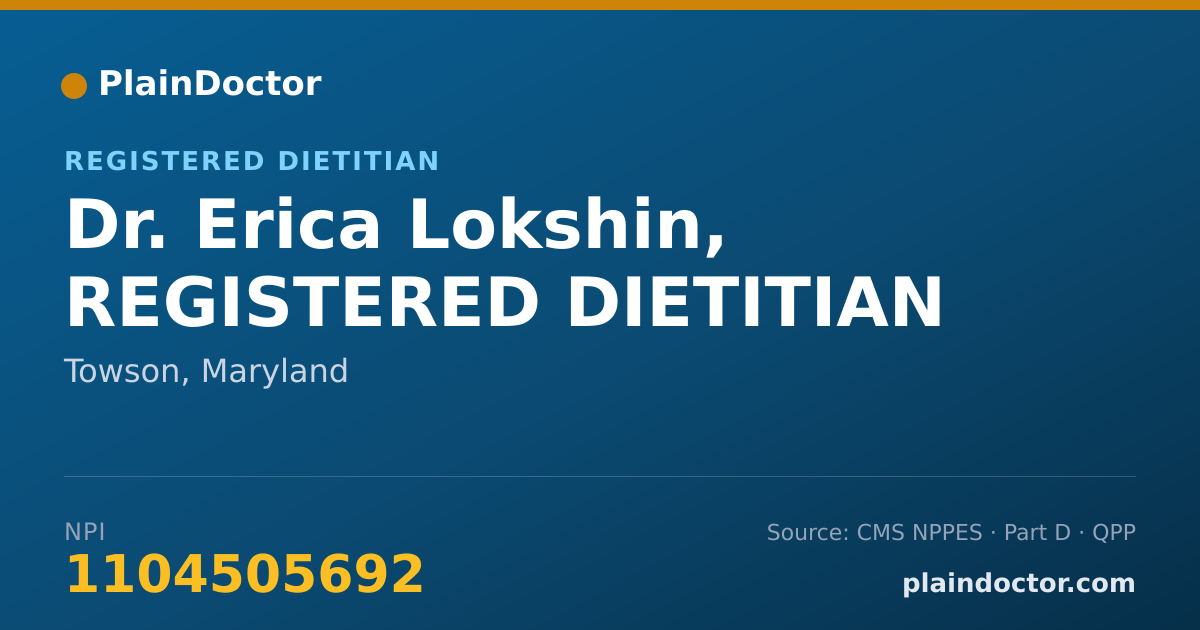 Shareable card for Erica Lokshin, REGISTERED DIETITIAN - Registered Dietitian, Towson, MD