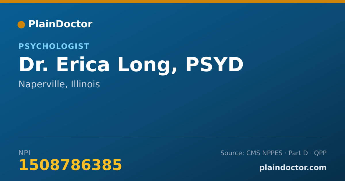 Shareable card for Erica Long, PSYD - School Psychologist, Naperville, IL