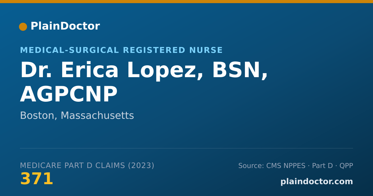 Shareable card for Erica Lopez, BSN, AGPCNP - Medical-Surgical Registered Nurse, Boston, MA