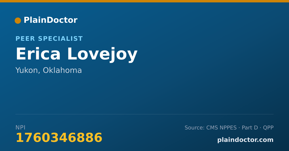 Shareable card for Erica Lovejoy - Peer Specialist, Yukon, OK