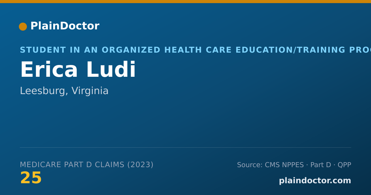 Shareable card for Erica Ludi - Student in an Organized Health Care Education/Training Program, Leesburg, VA