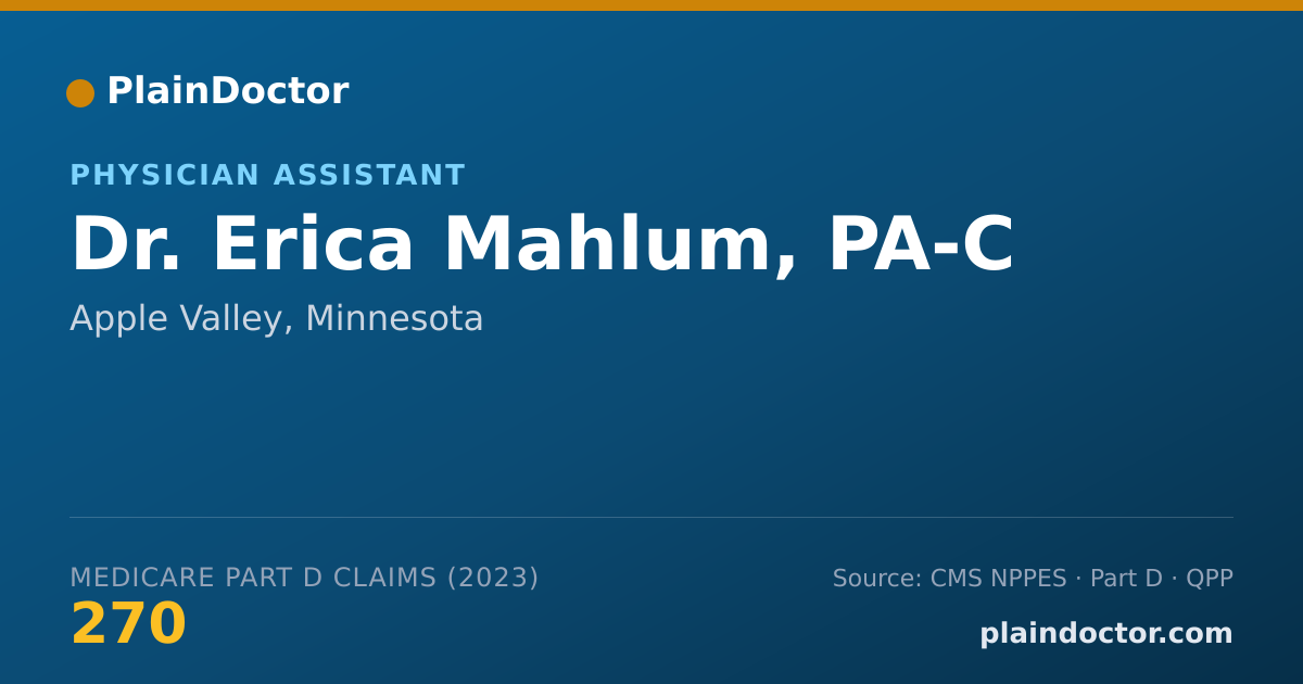 Shareable card for Erica Mahlum, PA-C - Physician Assistant, Apple Valley, MN