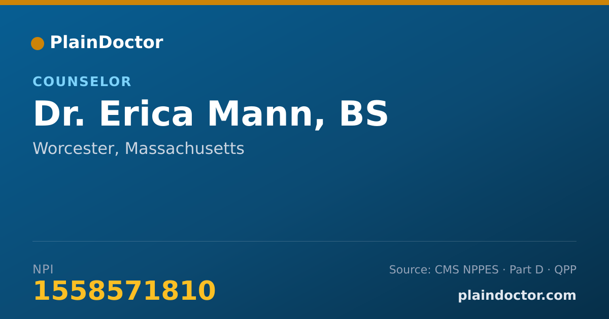 Shareable card for Erica Mann, BS - Counselor, Worcester, MA
