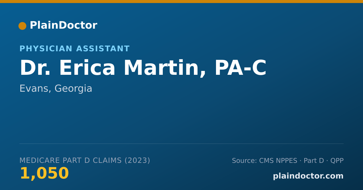 Shareable card for Erica Martin, PA-C - Physician Assistant, Evans, GA