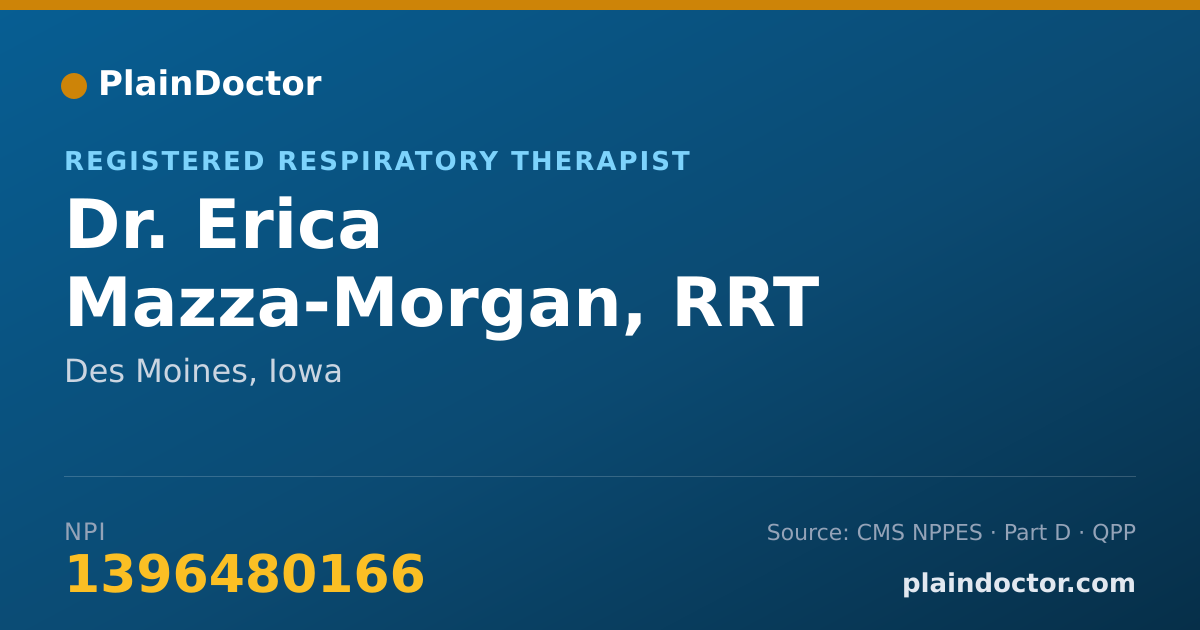 Shareable card for Erica Mazza-Morgan, RRT - Registered Respiratory Therapist, Des Moines, IA