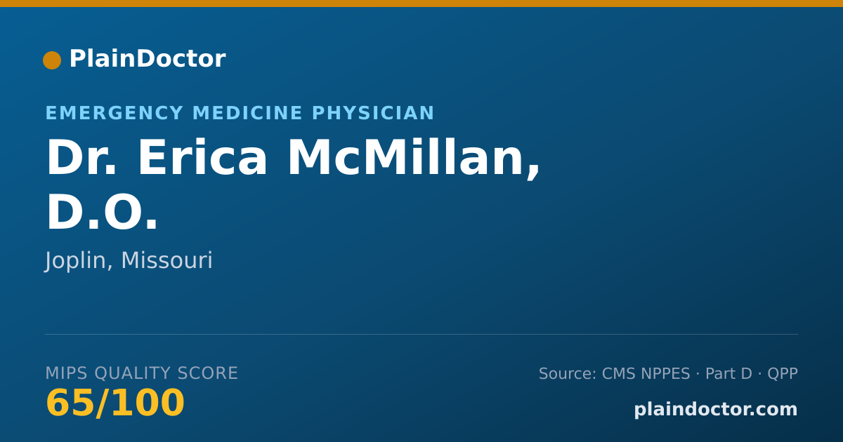 Shareable card for Erica McMillan, D.O. - Emergency Medicine Physician, Joplin, MO