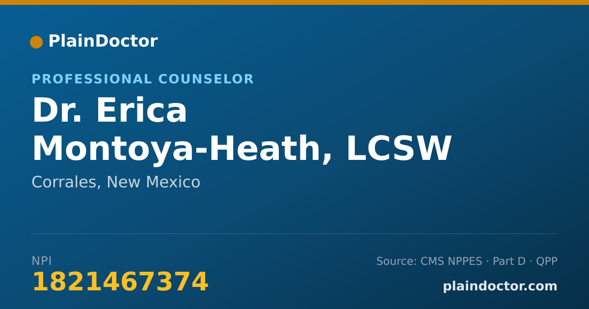 Shareable card for Erica Montoya-Heath, LCSW - Professional Counselor, Corrales, NM
