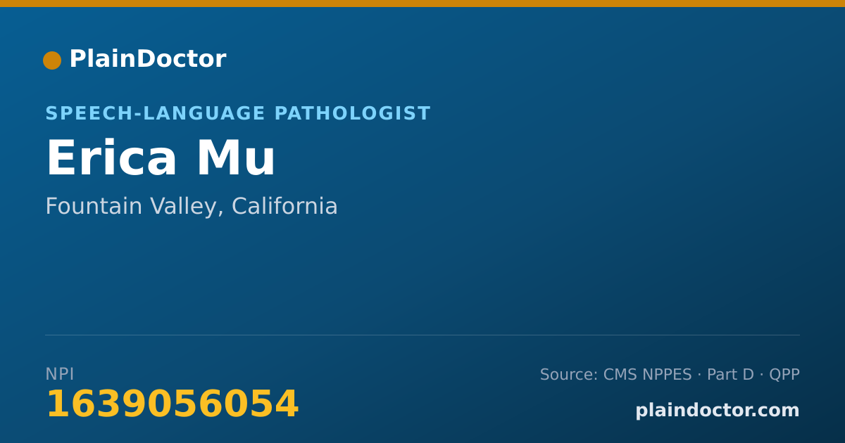 Shareable card for Erica Mu - Speech-Language Pathologist, Fountain Valley, CA