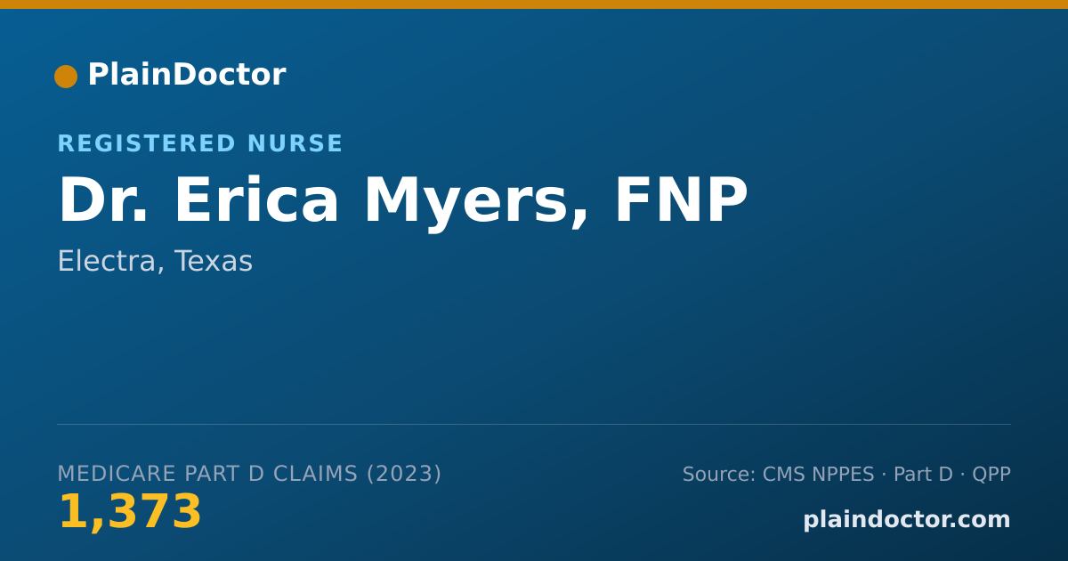 Shareable card for Erica Myers, FNP - Registered Nurse, Electra, TX