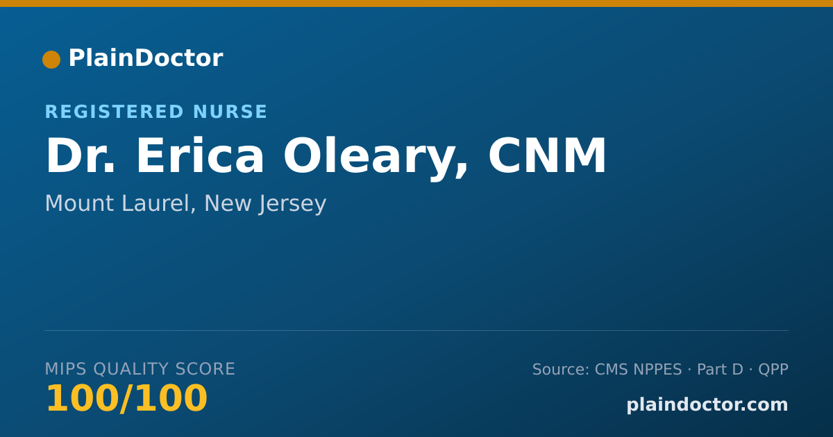 Shareable card for Erica Oleary, CNM - Registered Nurse, Mount Laurel, NJ