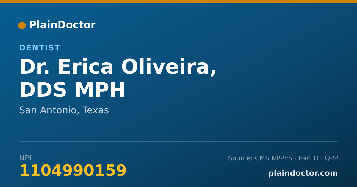 Shareable card for Erica Oliveira, DDS MPH - Dentist, San Antonio, TX