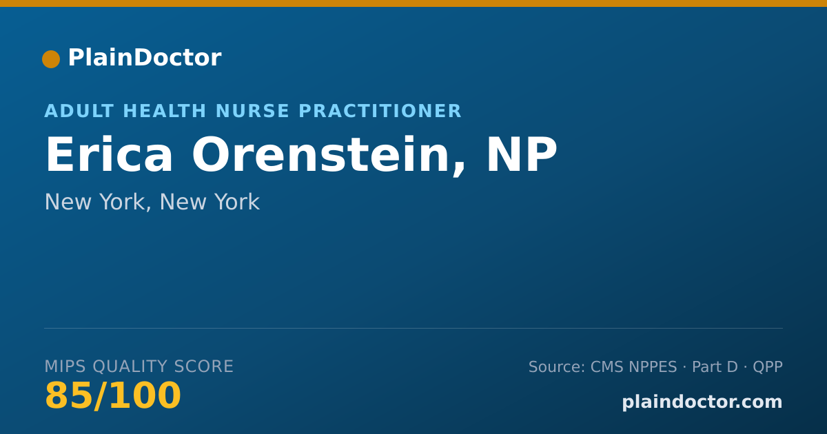 Shareable card for Erica Orenstein, NP - Adult Health Nurse Practitioner, New York, NY