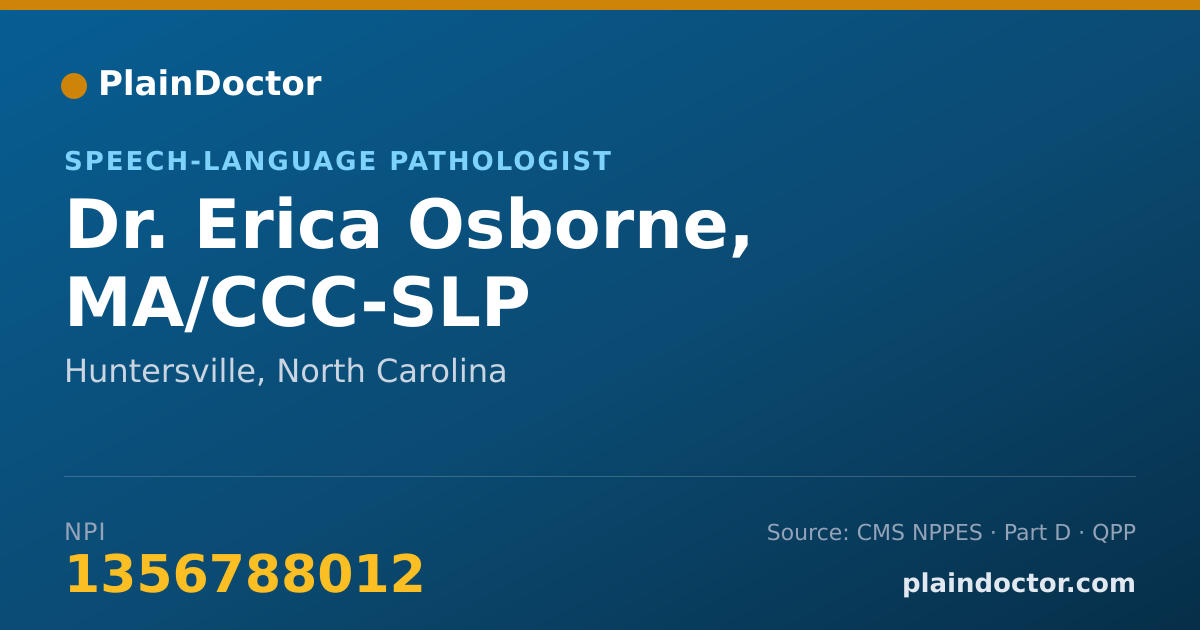 Shareable card for Erica Osborne, MA/CCC-SLP - Speech-Language Pathologist, Huntersville, NC