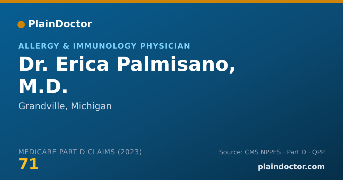 Shareable card for Erica Palmisano, M.D. - Allergy & Immunology Physician, Grandville, MI