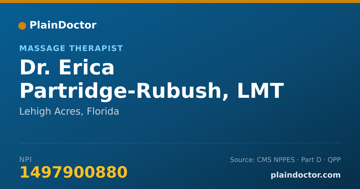 Shareable card for Erica Partridge-Rubush, LMT - Massage Therapist, Lehigh Acres, FL