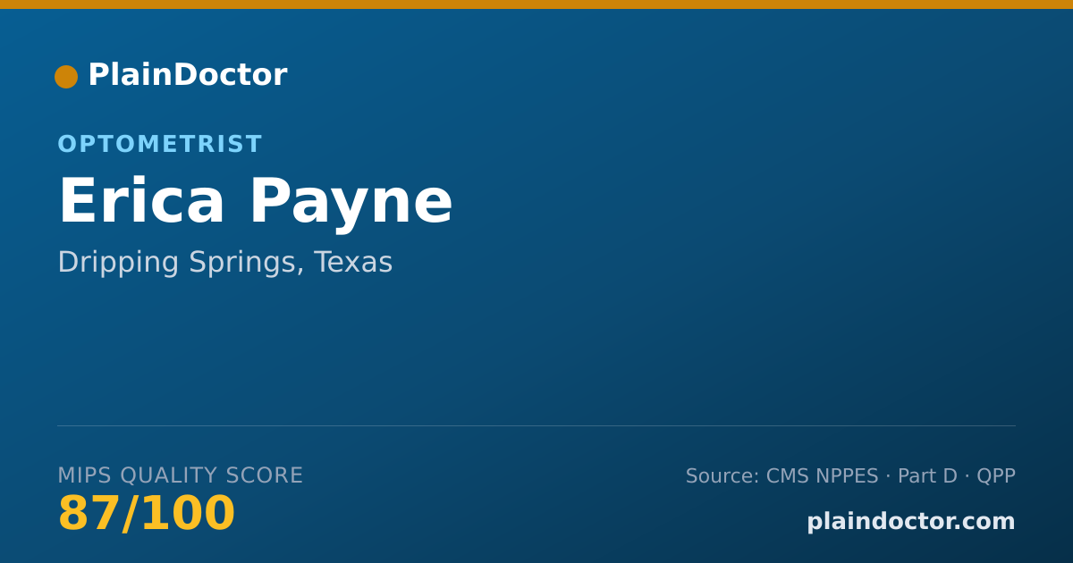 Shareable card for Erica Payne - Optometrist, Dripping Springs, TX