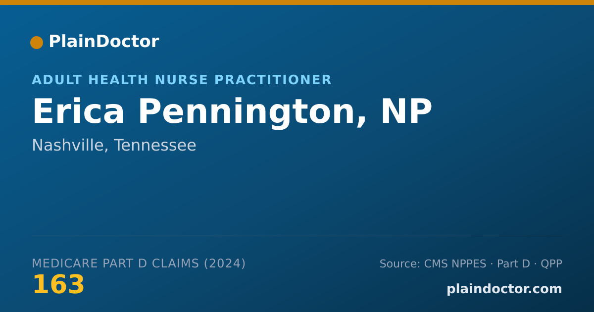 Shareable card for Erica Pennington, NP - Adult Health Nurse Practitioner, Nashville, TN
