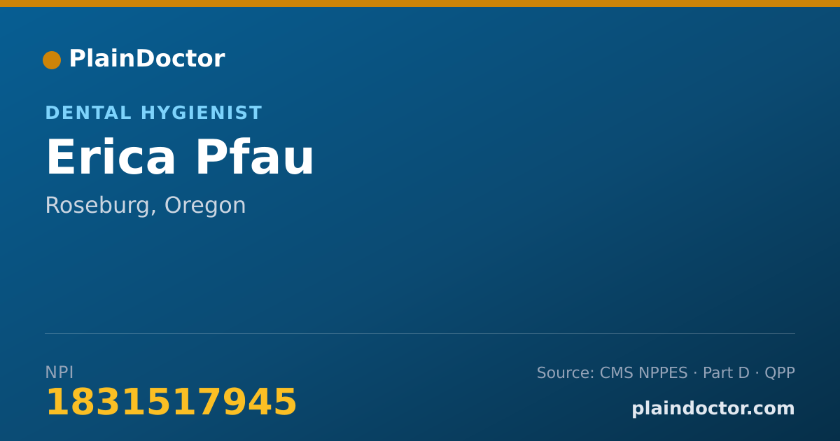 Shareable card for Erica Pfau - Dental Hygienist, Roseburg, OR