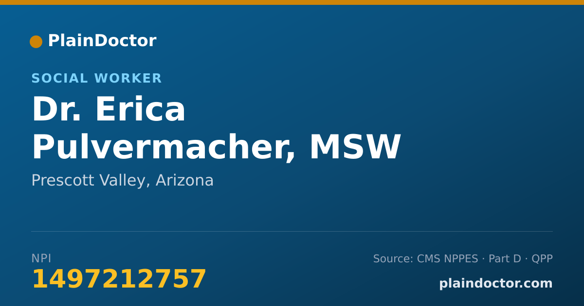 Shareable card for Erica Pulvermacher, MSW - Social Worker, Prescott Valley, AZ