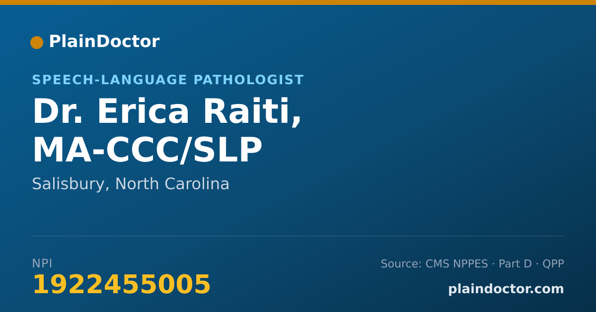 Shareable card for Erica Raiti, MA-CCC/SLP - Speech-Language Pathologist, Salisbury, NC