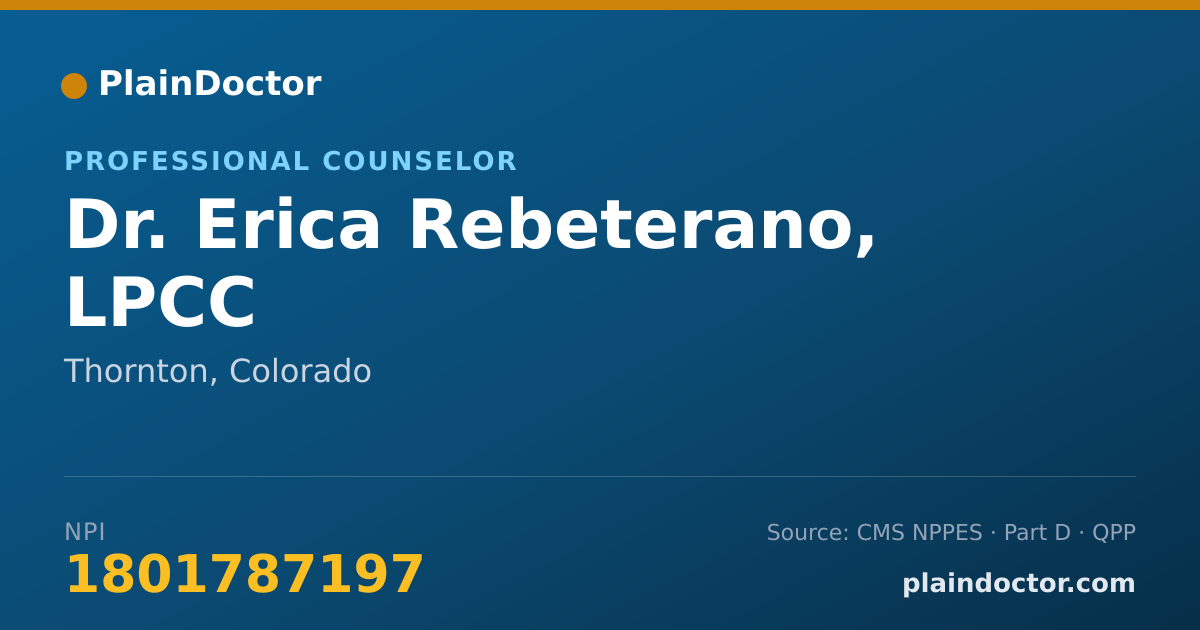 Shareable card for Erica Rebeterano, LPCC - Professional Counselor, Thornton, CO