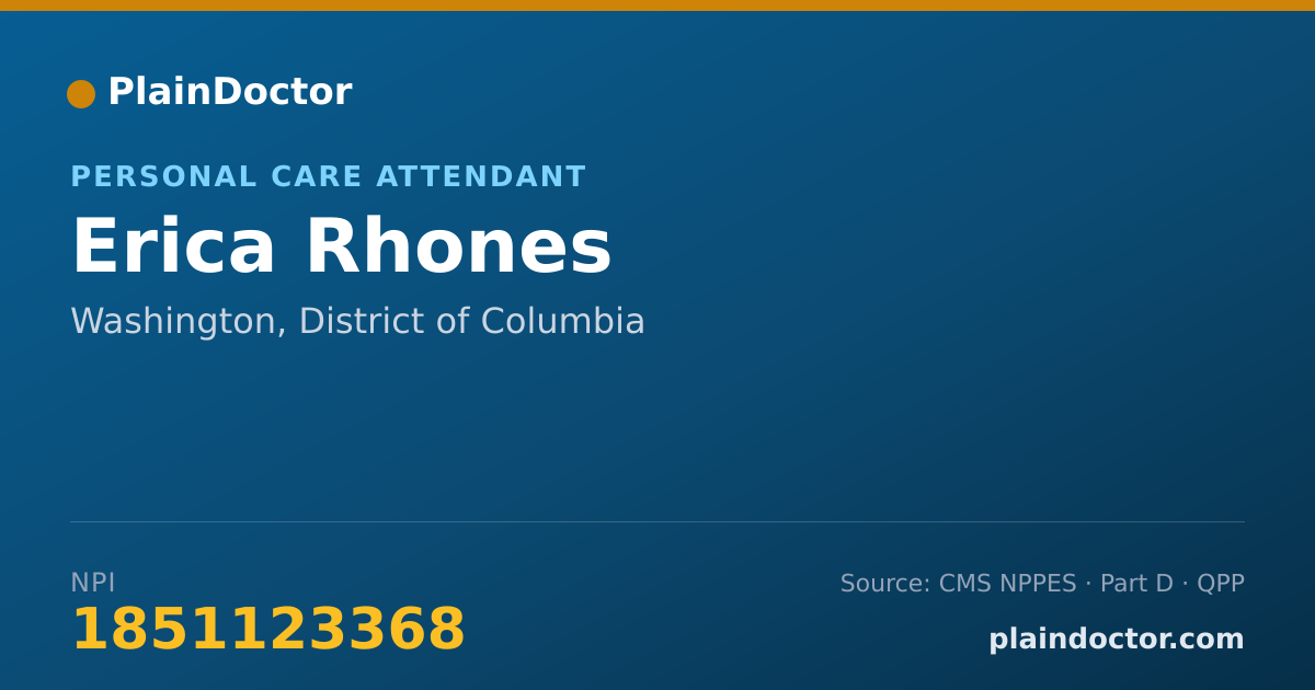 Shareable card for Erica Rhones - Personal Care Attendant, Washington, DC