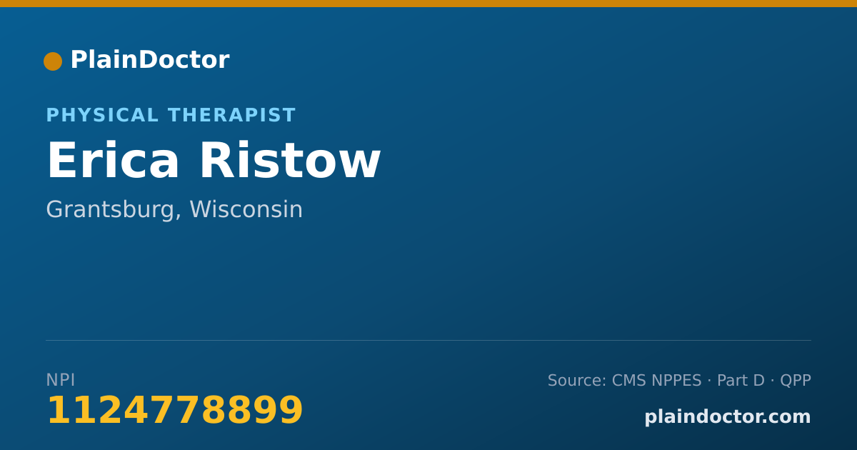Shareable card for Erica Ristow - Physical Therapist, Grantsburg, WI