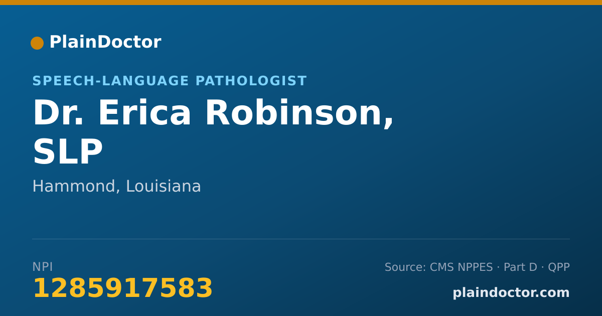 Shareable card for Erica Robinson, SLP - Speech-Language Pathologist, Hammond, LA