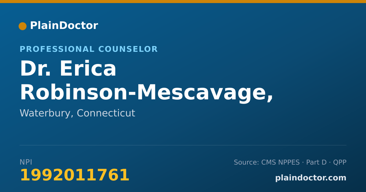 Shareable card for Erica Robinson-Mescavage, LPC - Professional Counselor, Waterbury, CT