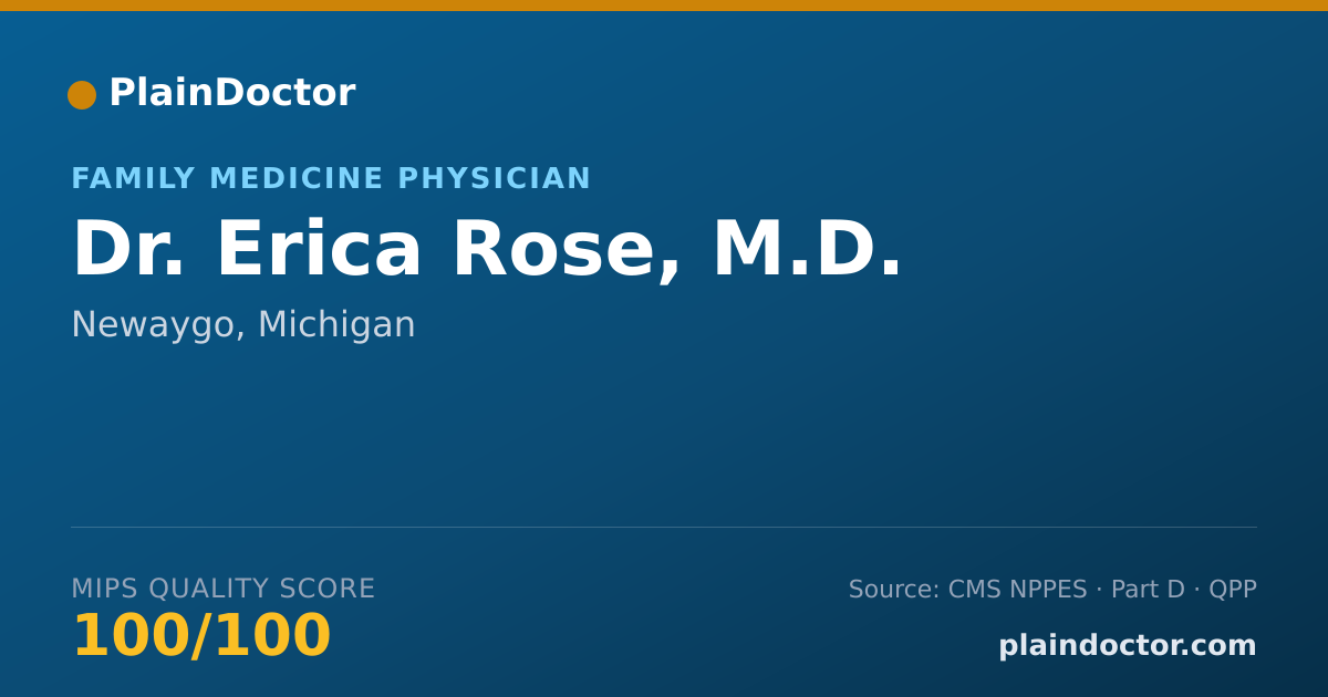 Shareable card for Erica Rose, M.D. - Family Medicine Physician, Newaygo, MI