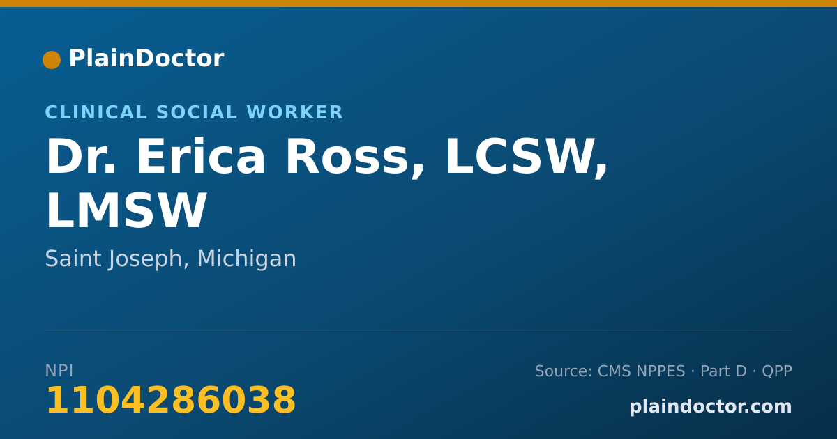 Shareable card for Erica Ross, LCSW, LMSW - Clinical Social Worker, Saint Joseph, MI