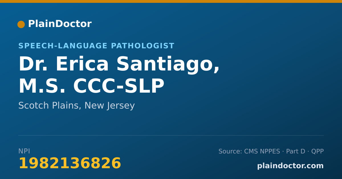 Shareable card for Erica Santiago, M.S. CCC-SLP - Speech-Language Pathologist, Scotch Plains, NJ