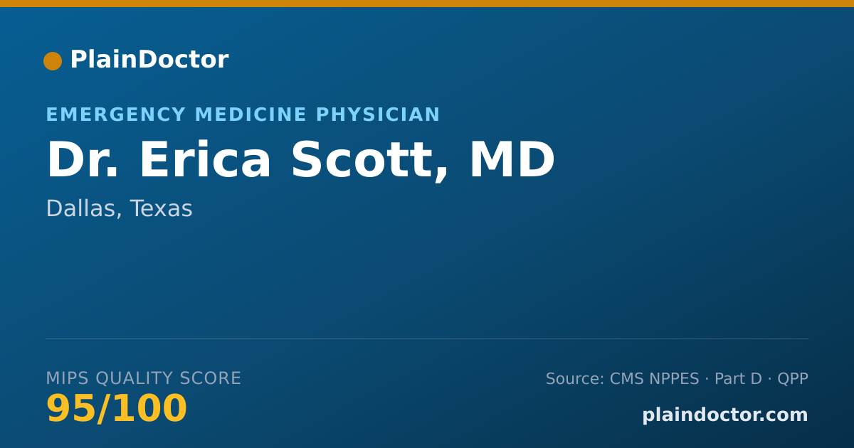 Shareable card for Erica Scott, MD - Emergency Medicine Physician, Dallas, TX
