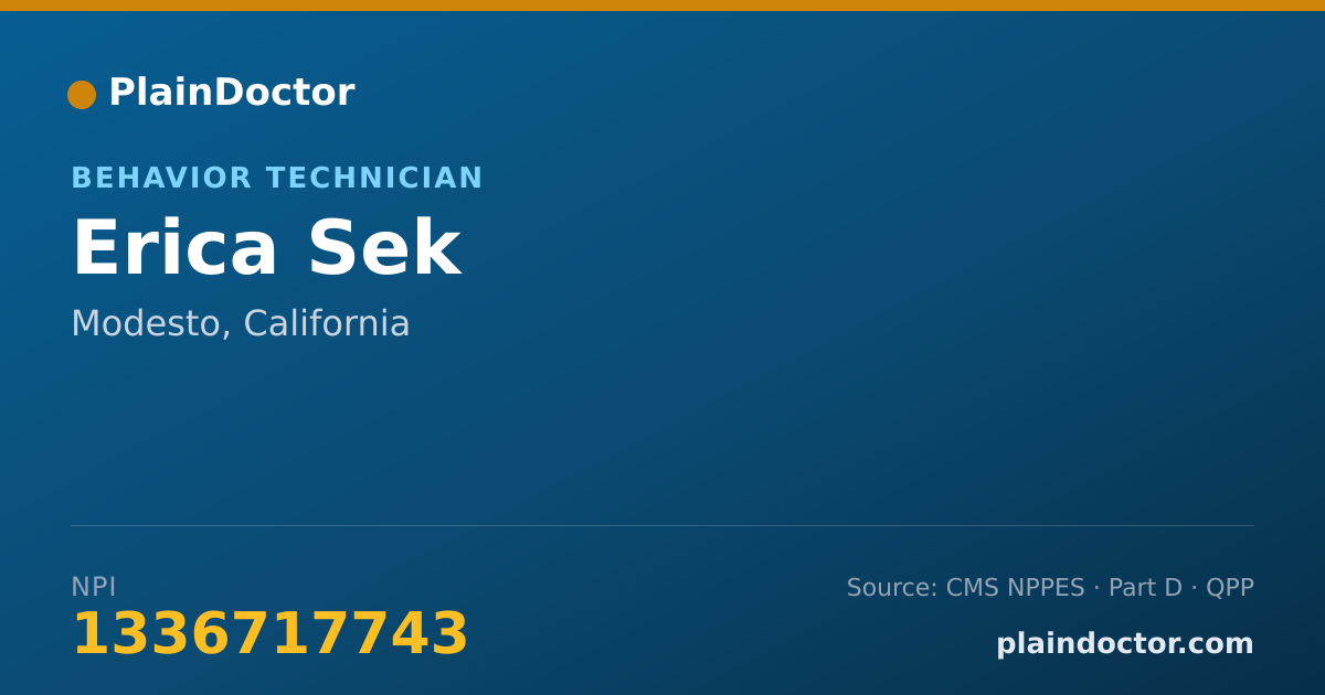 Shareable card for Erica Sek - Behavior Technician, Modesto, CA