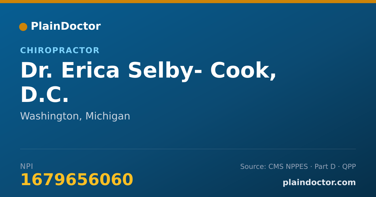 Shareable card for Erica Selby- Cook, D.C. - Chiropractor, Washington, MI