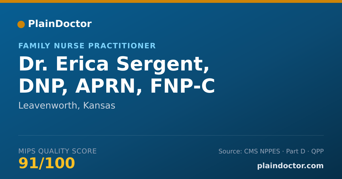Shareable card for Erica Sergent, DNP, APRN, FNP-C - Family Nurse Practitioner, Leavenworth, KS