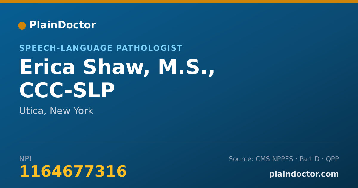 Shareable card for Erica Shaw, M.S., CCC-SLP - Speech-Language Pathologist, Utica, NY