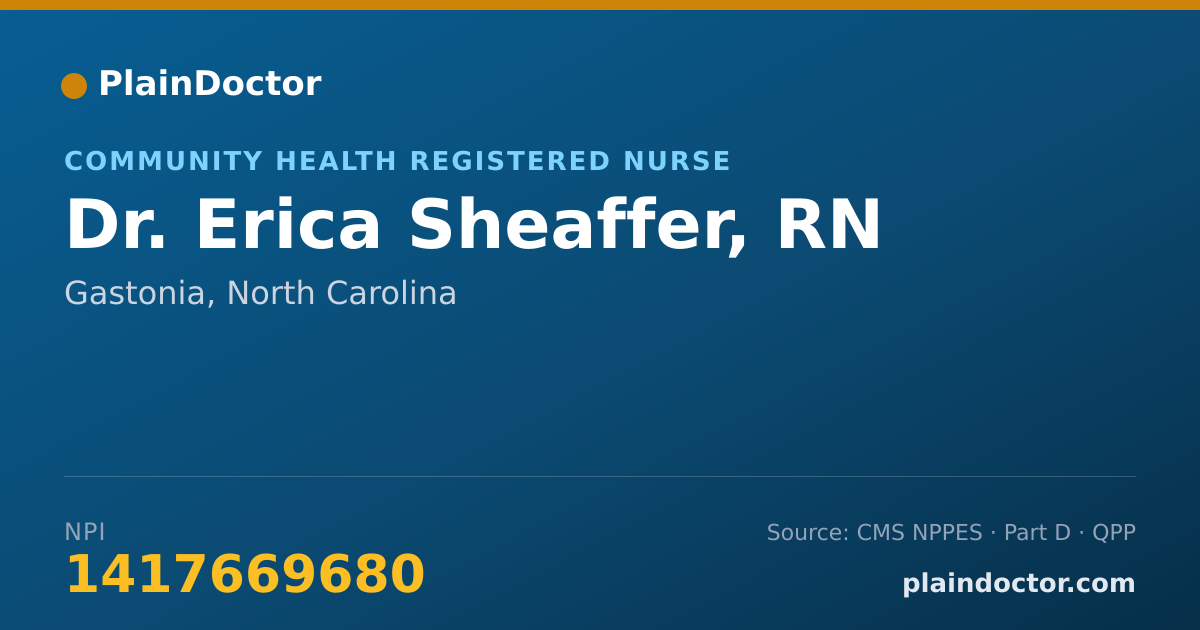 Shareable card for Erica Sheaffer, RN - Community Health Registered Nurse, Gastonia, NC