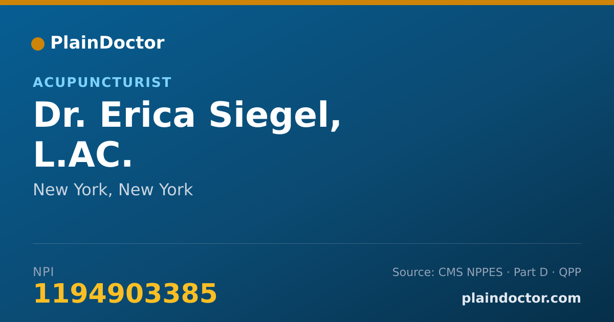 Shareable card for Erica Siegel, L.AC. - Acupuncturist, New York, NY
