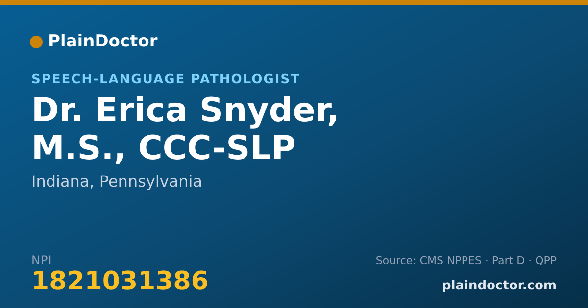 Shareable card for Erica Snyder, M.S., CCC-SLP - Speech-Language Pathologist, Indiana, PA