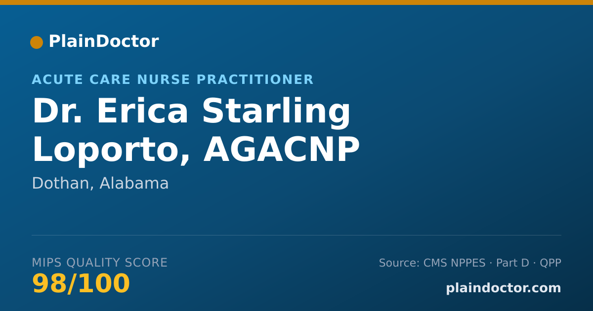 Shareable card for Erica Starling Loporto, AGACNP - Acute Care Nurse Practitioner, Dothan, AL