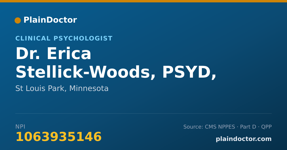 Shareable card for Erica Stellick-Woods, PSYD, LP - Clinical Psychologist, St Louis Park, MN