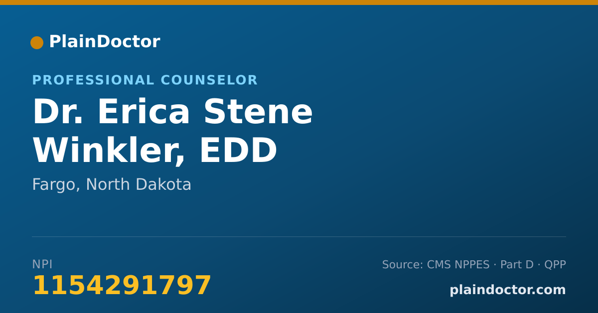 Shareable card for Erica Stene Winkler, EDD - Professional Counselor, Fargo, ND