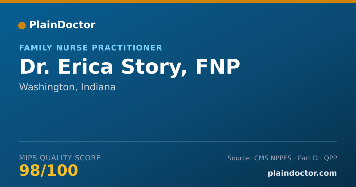 Shareable card for Erica Story, FNP - Family Nurse Practitioner, Washington, IN