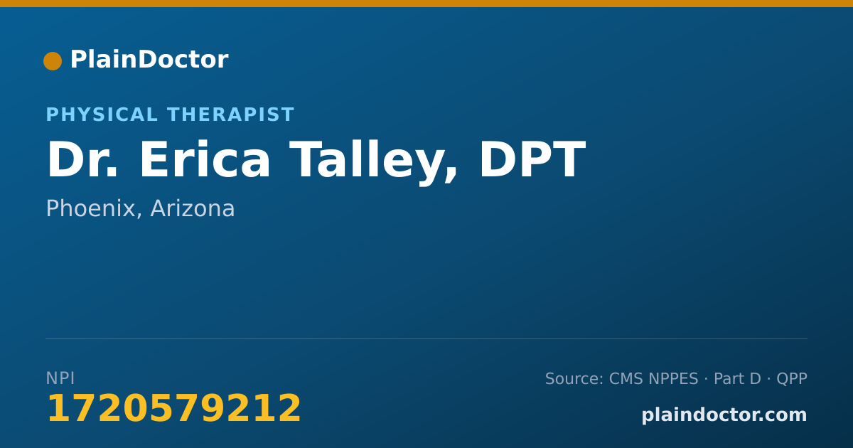 Shareable card for Erica Talley, DPT - Physical Therapist, Phoenix, AZ