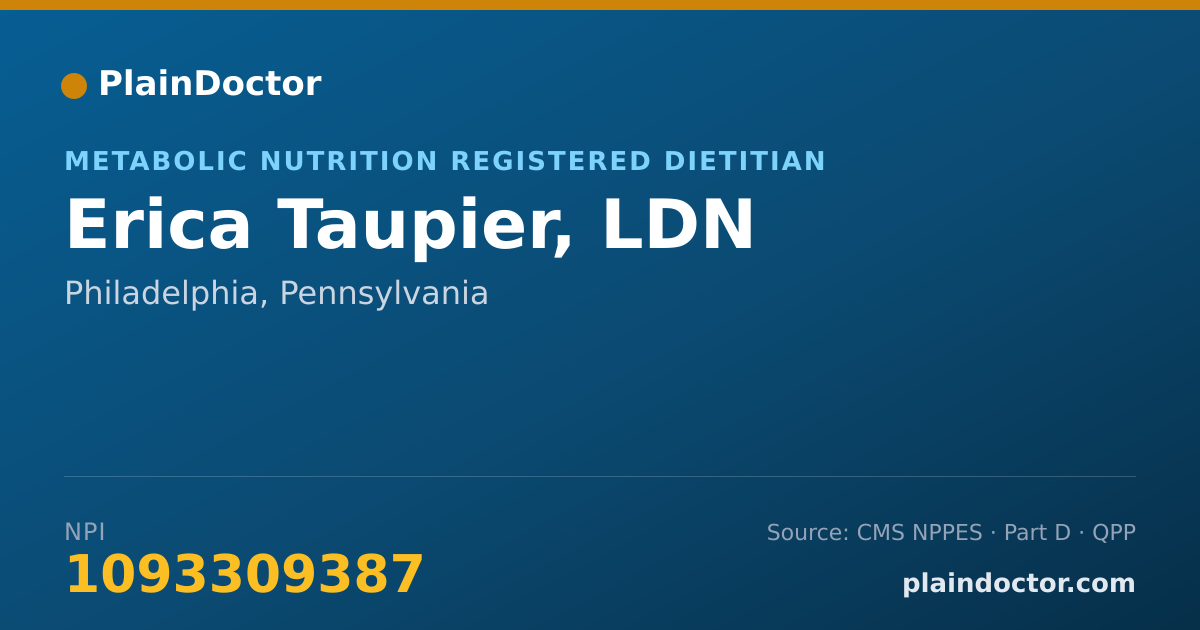 Shareable card for Erica Taupier, LDN - Metabolic Nutrition Registered Dietitian, Philadelphia, PA
