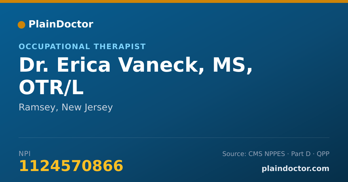 Shareable card for Erica Vaneck, MS, OTR/L - Occupational Therapist, Ramsey, NJ