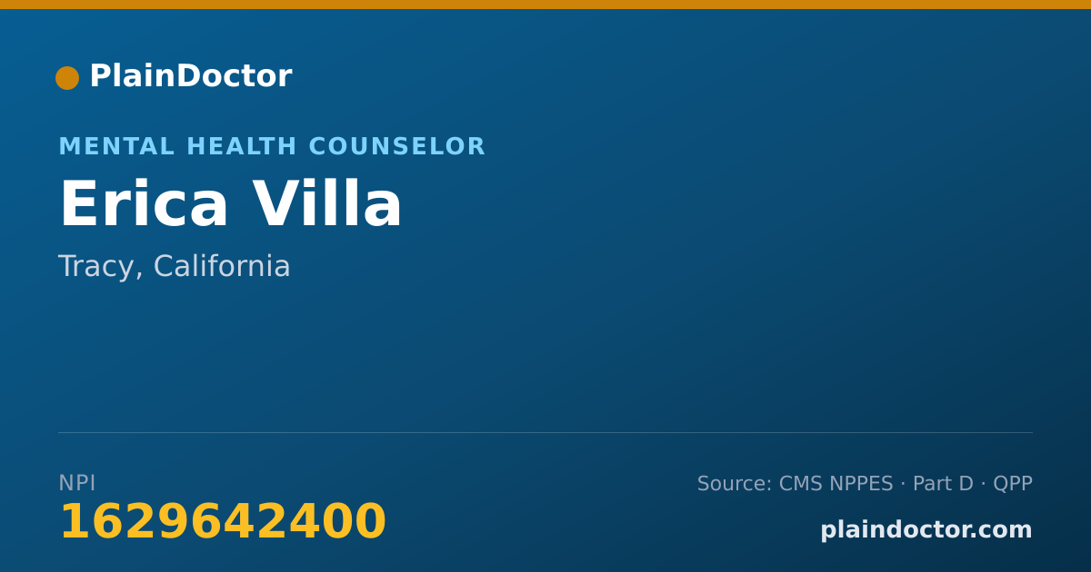 Shareable card for Erica Villa - Mental Health Counselor, Tracy, CA