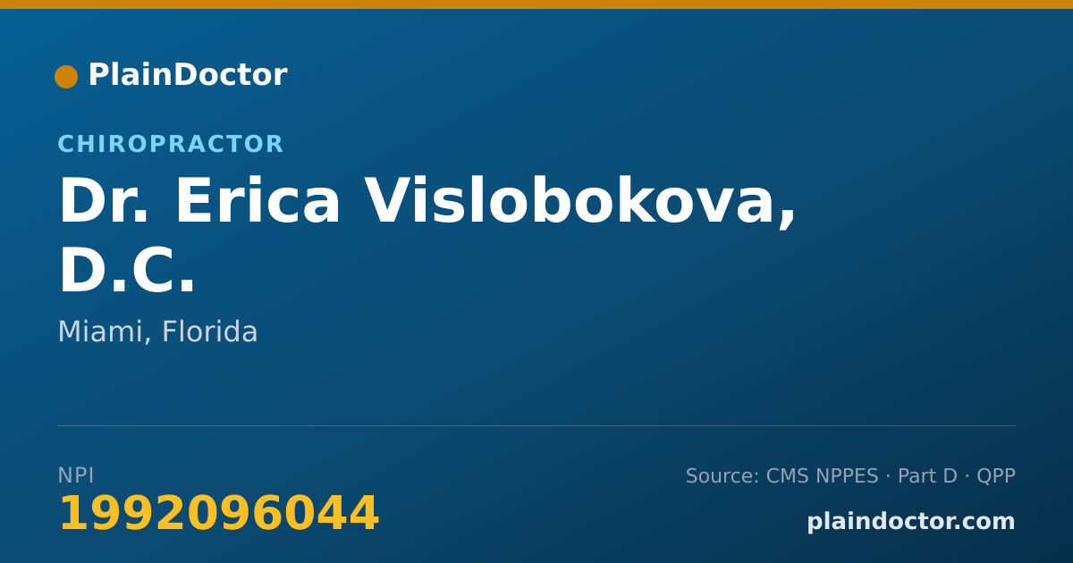 Shareable card for Erica Vislobokova, D.C. - Chiropractor, Miami, FL